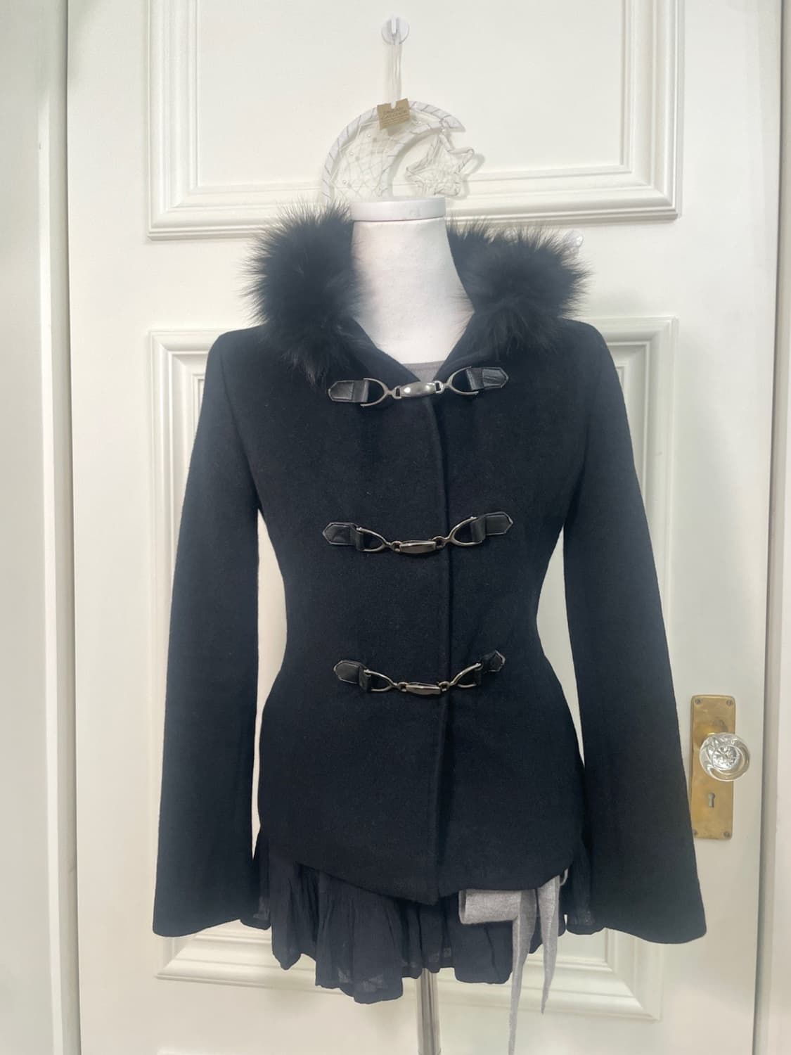 EF-DE black fur basic buckle angora wool 상품이미지1