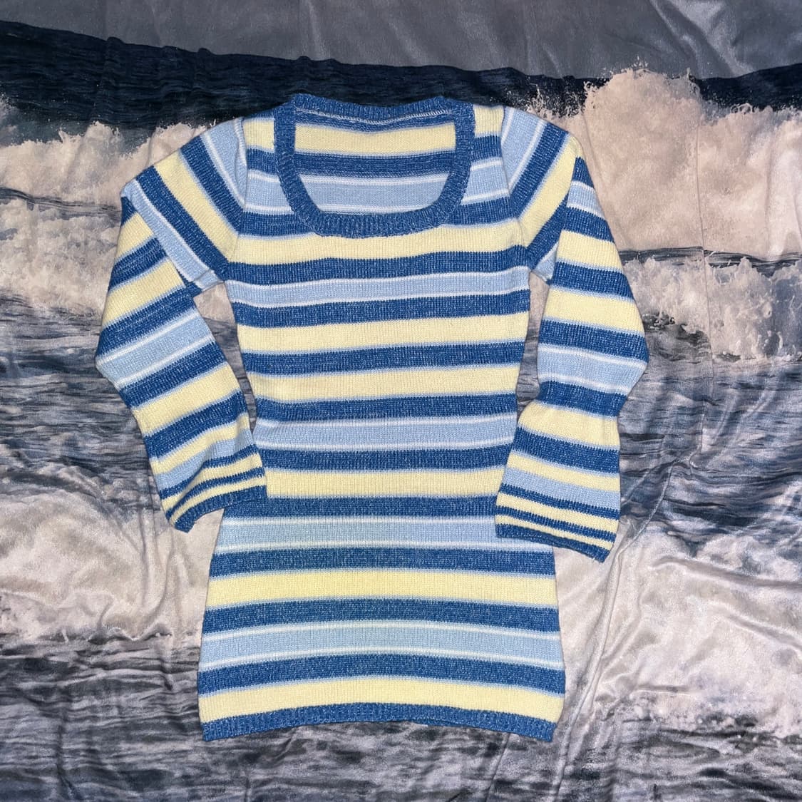 Blue&Yellow Stripe Knit One-piece 상품이미지1