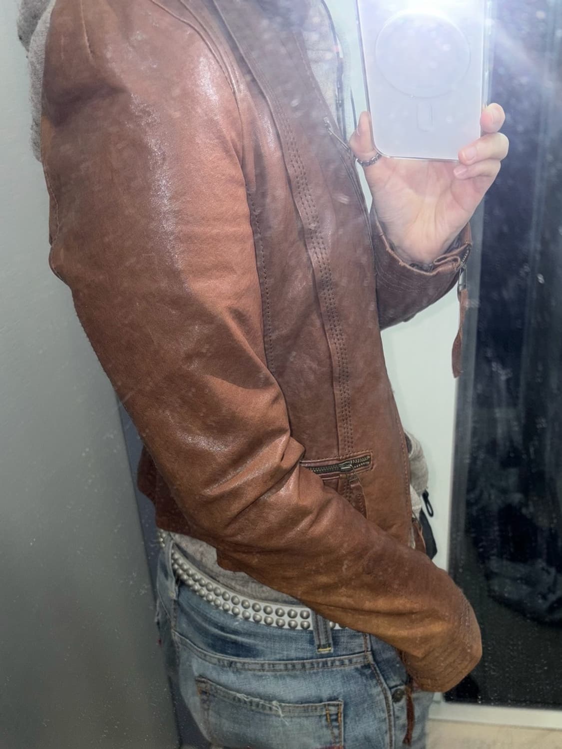 vintage brown leather jacket 상품이미지1