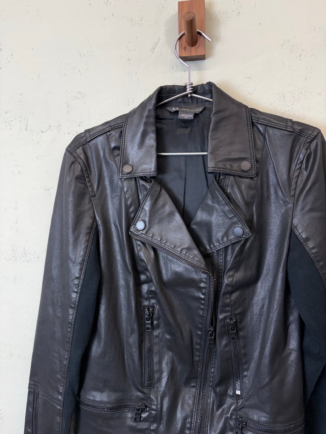 아르마니익스체인지 비건레더 더블 라이더 자켓 상품이미지4