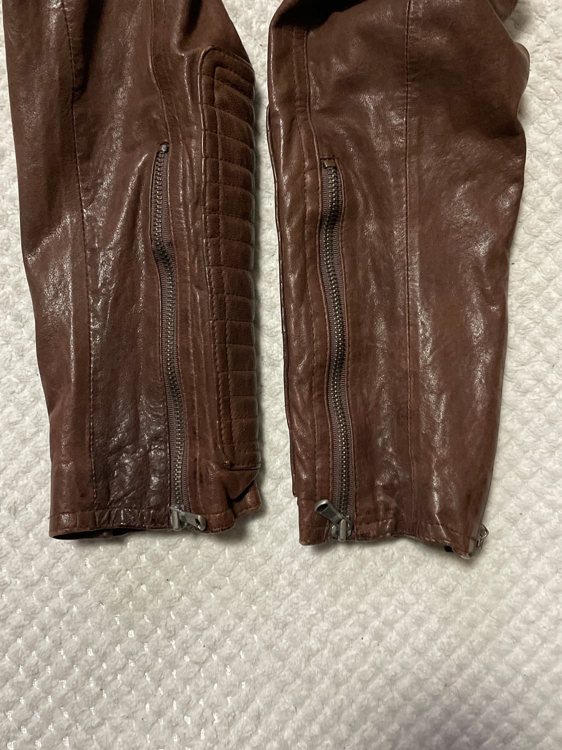 광희시장 웨스턴 무드 2WAY 램스킨 양가죽 바이커 레더 자켓 브라운 상품이미지7