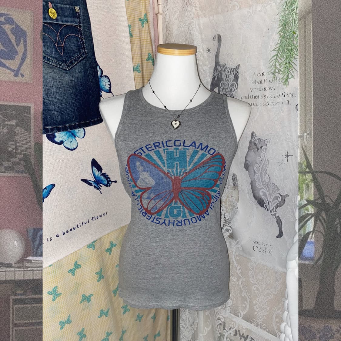 히스테릭글래머 나비 프린팅 슬리브리스 상품이미지2