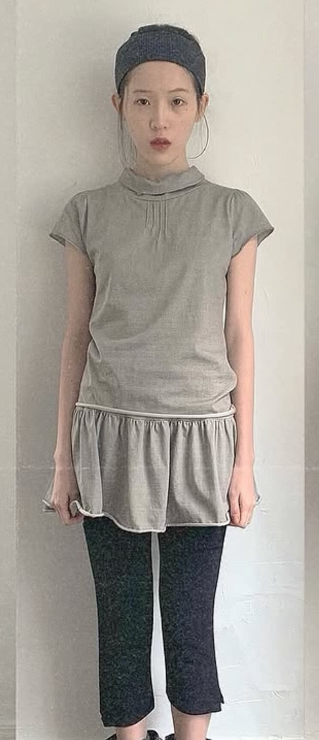 buttony half neck pintuck short sleeve 상품이미지2