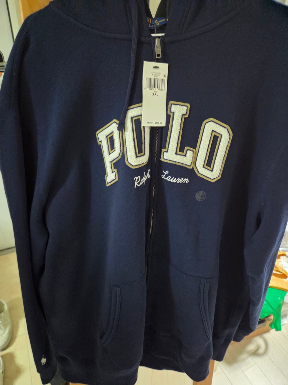 폴로 기모 후드집업 네이비 빅사이즈 새상품 상품이미지1