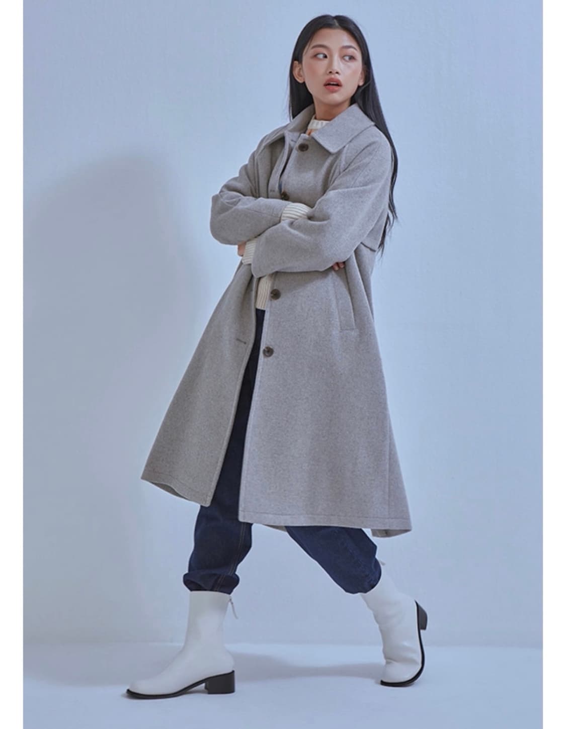 미쏘)오버핏 싱글 코트 그레이색상 S사이즈 상품이미지5