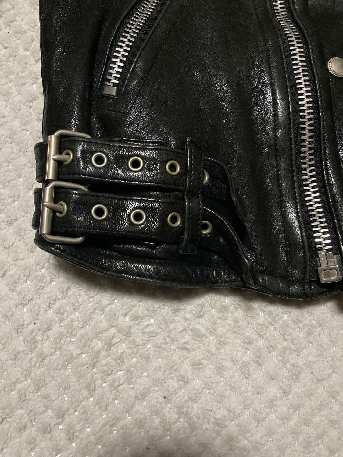 광희시장 웨스턴 무드 램스킨 양가죽 바이커 레더 자켓 상품이미지5