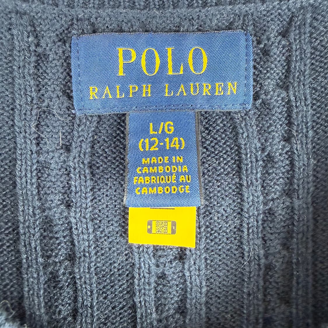 L) 폴로랄프로렌 신형 키즈/우먼스 케이블 크롭 가디건 네이비 상품이미지3