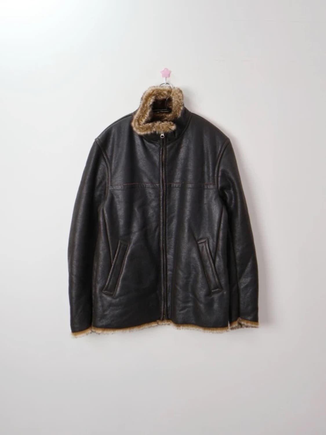 MEN’S BIGI Faux Leather Fur Collar Jacke 상품이미지2