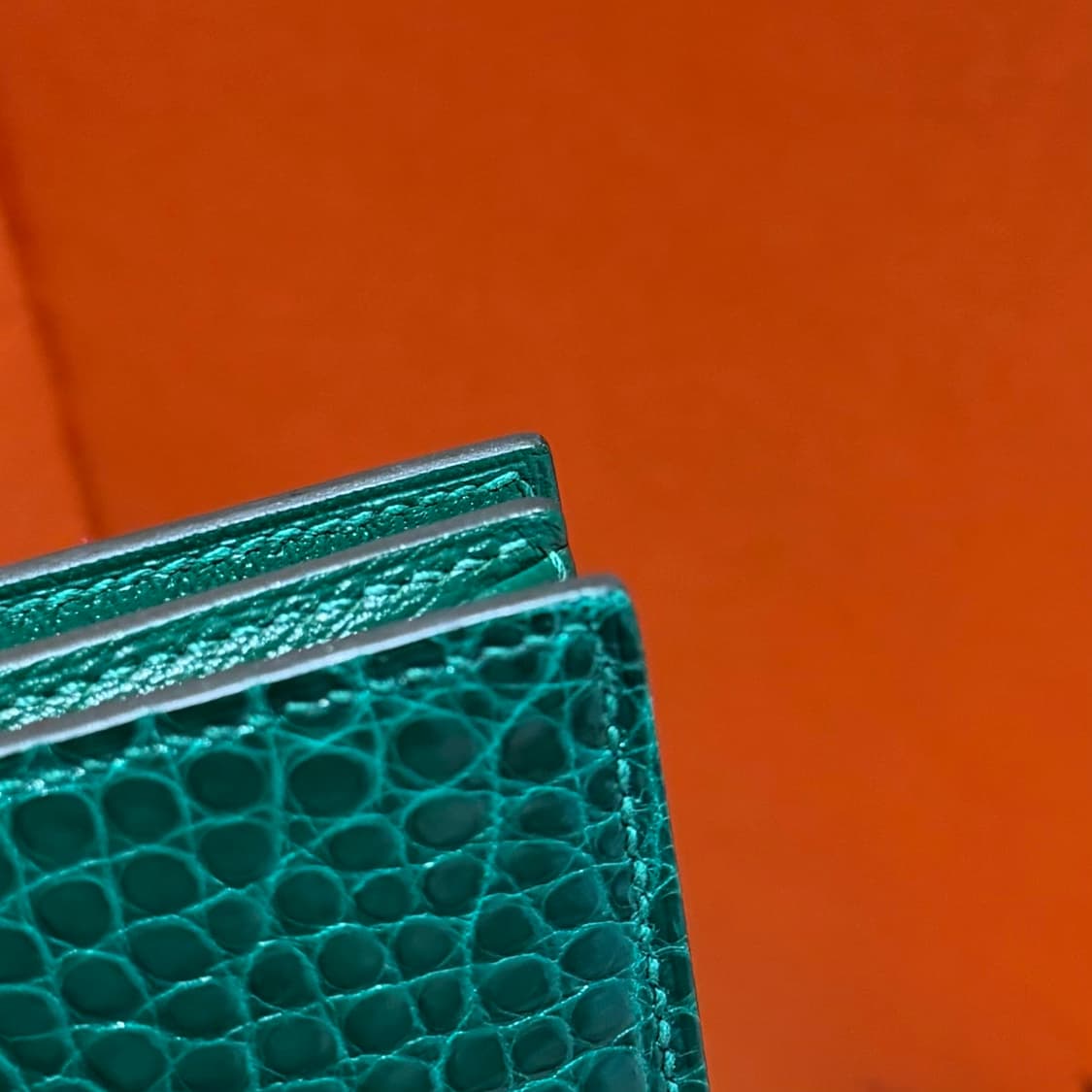 [S급/OS] 에르메스 베안 와니 크로커다일 장지갑 그린 풀구성 상품이미지7