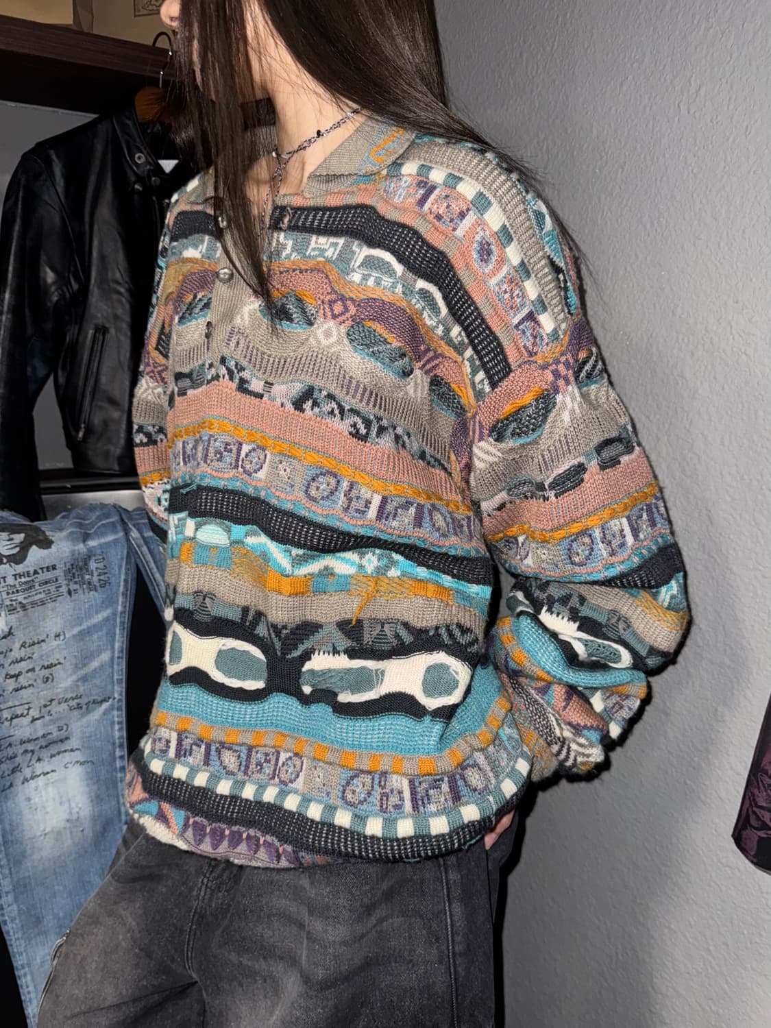 쿠지 케이블 카라니트 상품이미지3