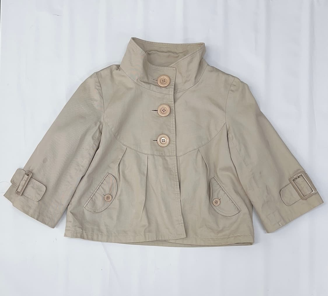🤎쿠루미 하프 러블리 트렌치 코트🤎 7부 자켓 베이지 핀터 그런지 상품이미지2