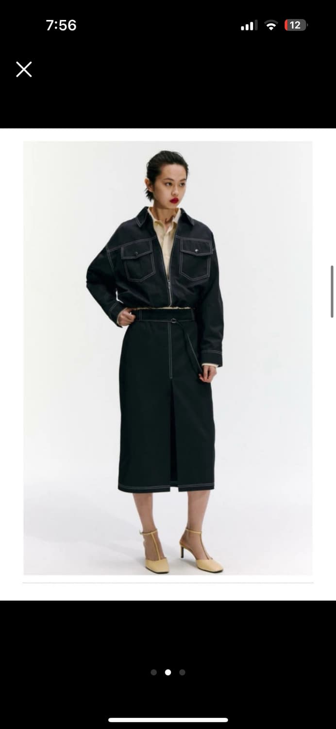 자라 콘트라스트 스티치 미디스커트 상품이미지2