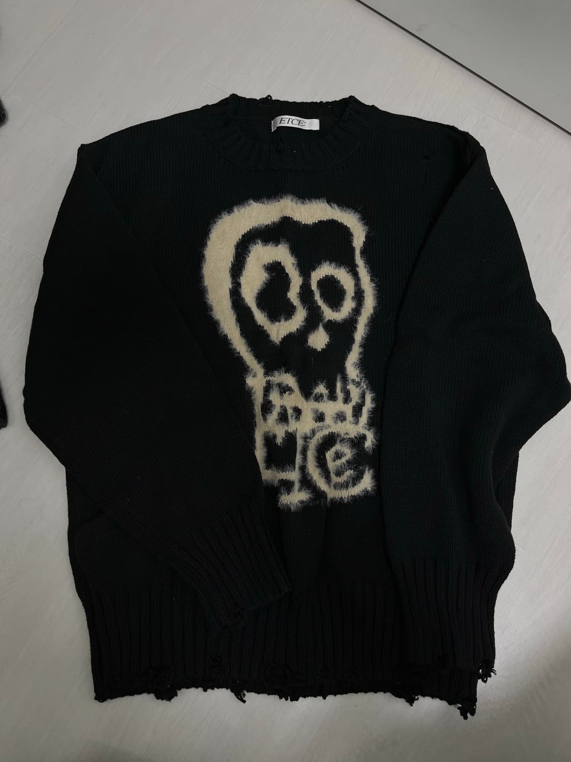 Etce 스컬 코튼 니트 블랙 상품이미지2