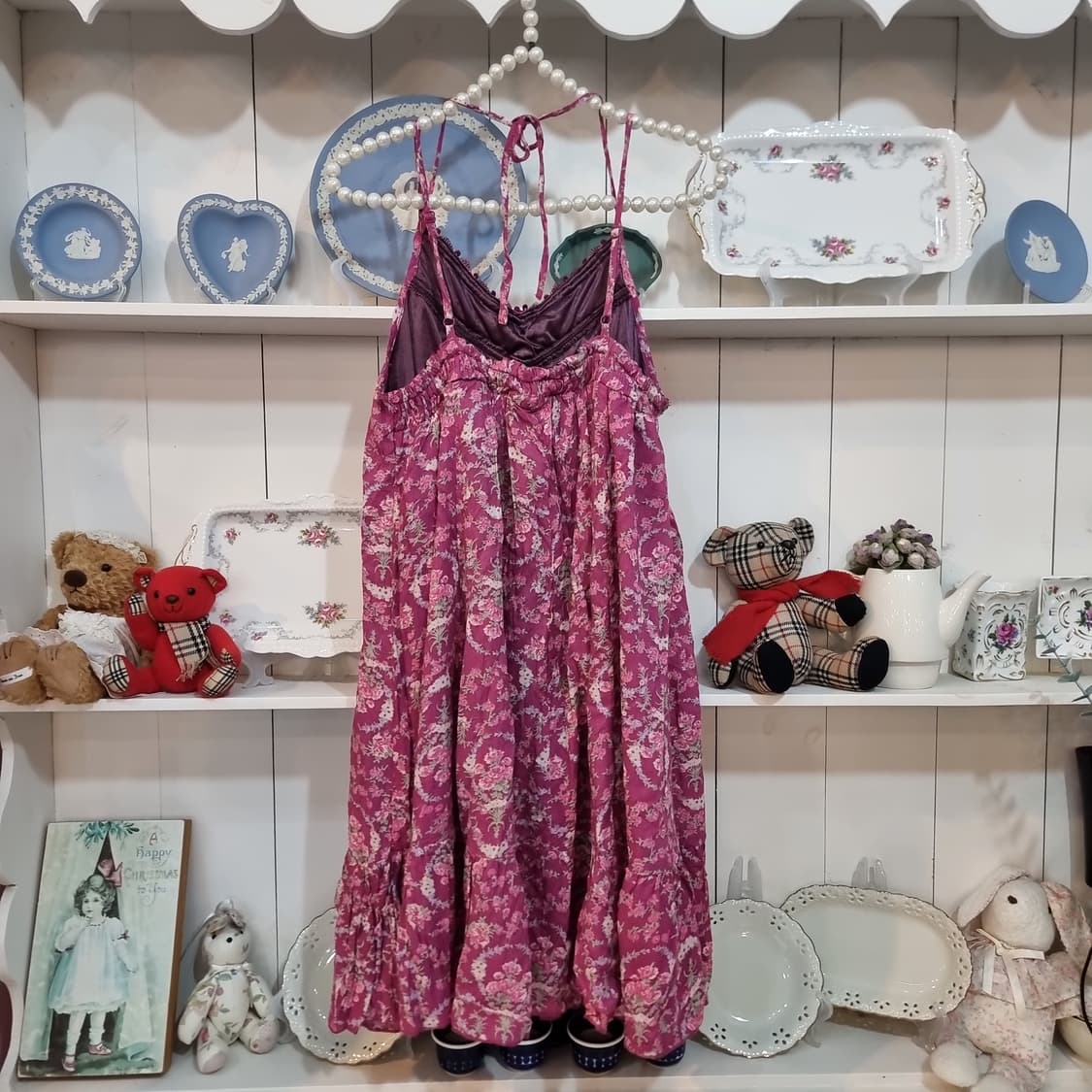 axes femme(엑스팜므) 로즈베리 플라워 쉬폰 원피스 상품이미지4