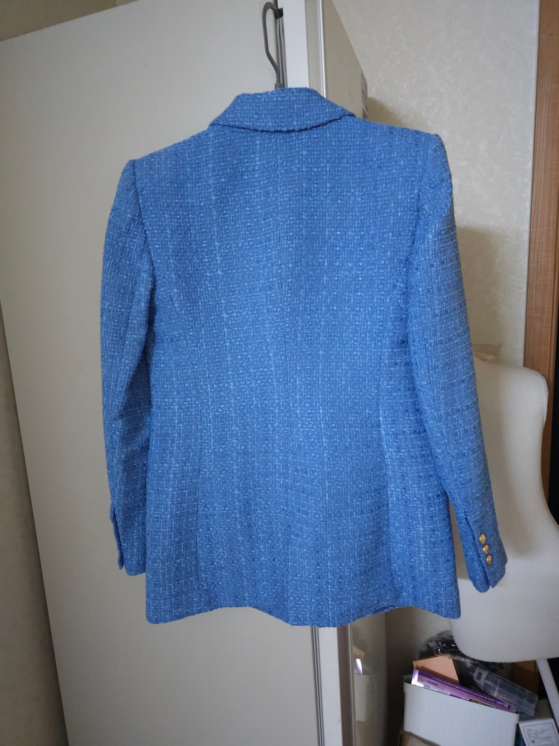 새상품)자라 블루 트위드 금장 버튼 자켓 상품이미지5