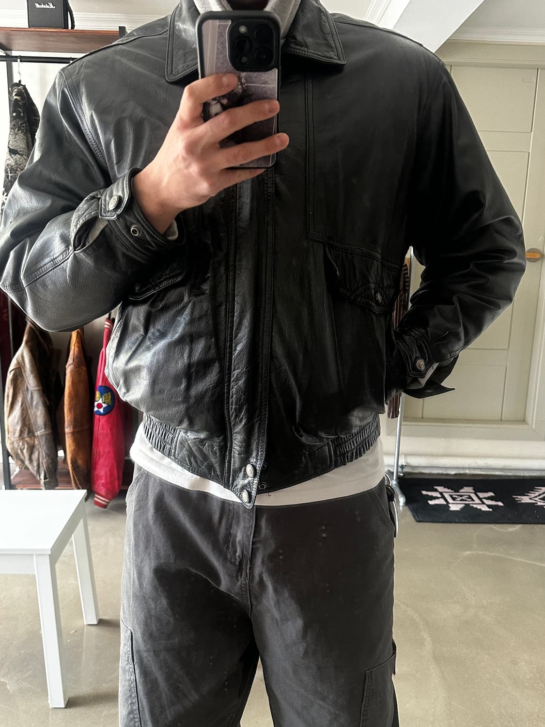 90s 오리지널 카운트다운 레더 블루종 자켓 상품이미지2