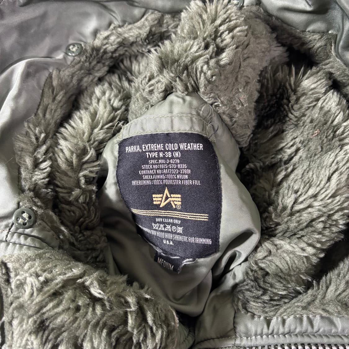 M 알파인더스트리 카키 누빔 N3B점퍼 상품이미지5