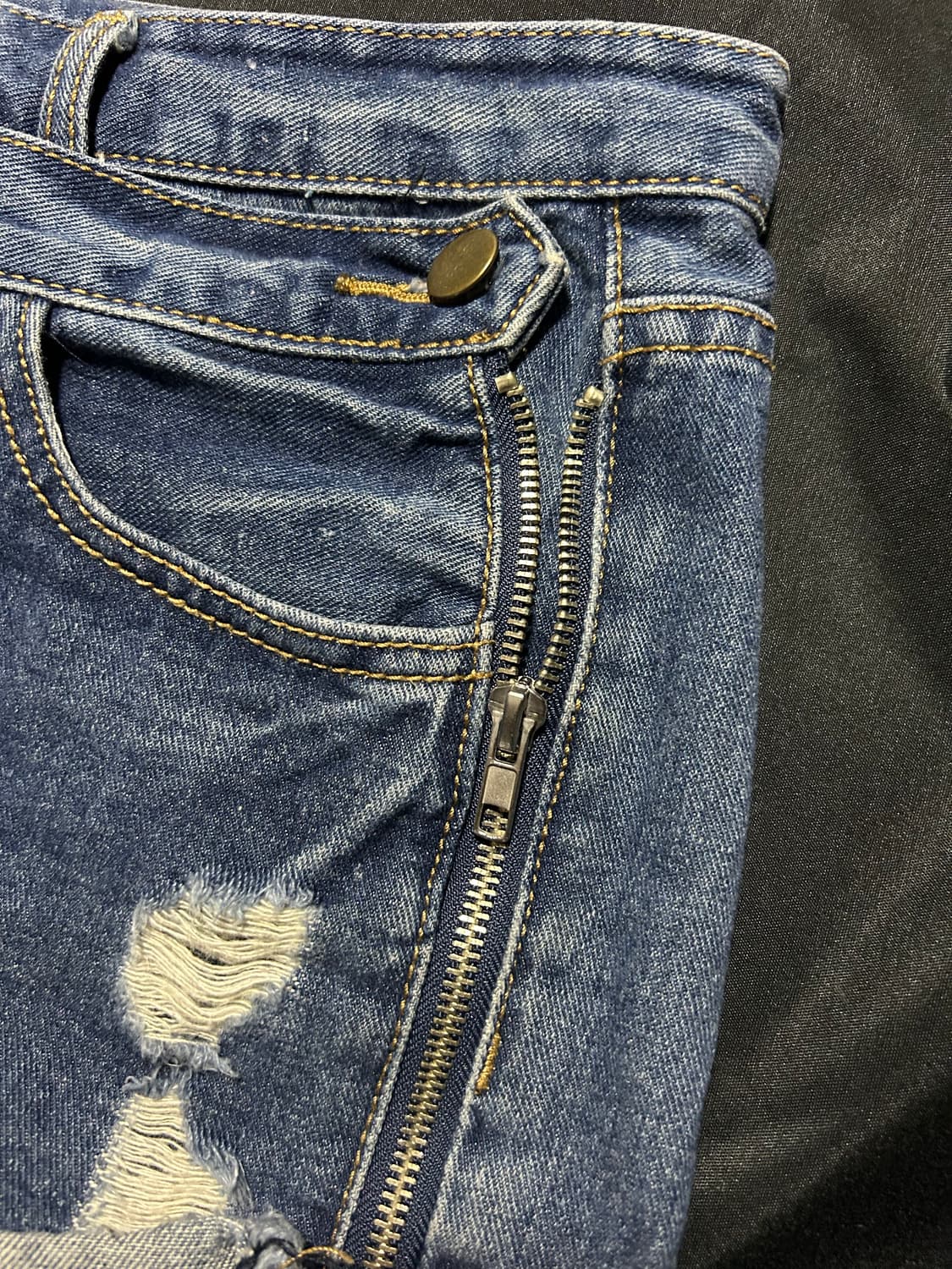 doubleline-zip damaged denim skirt 상품이미지4