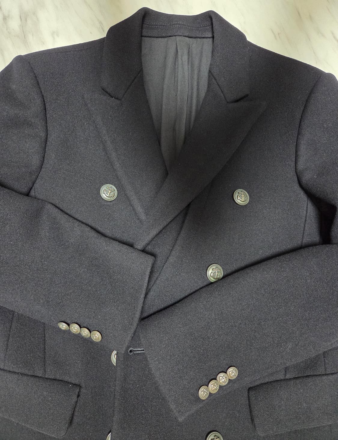 타임옴므 블랙 더블 브레스티드 코트 상품이미지6