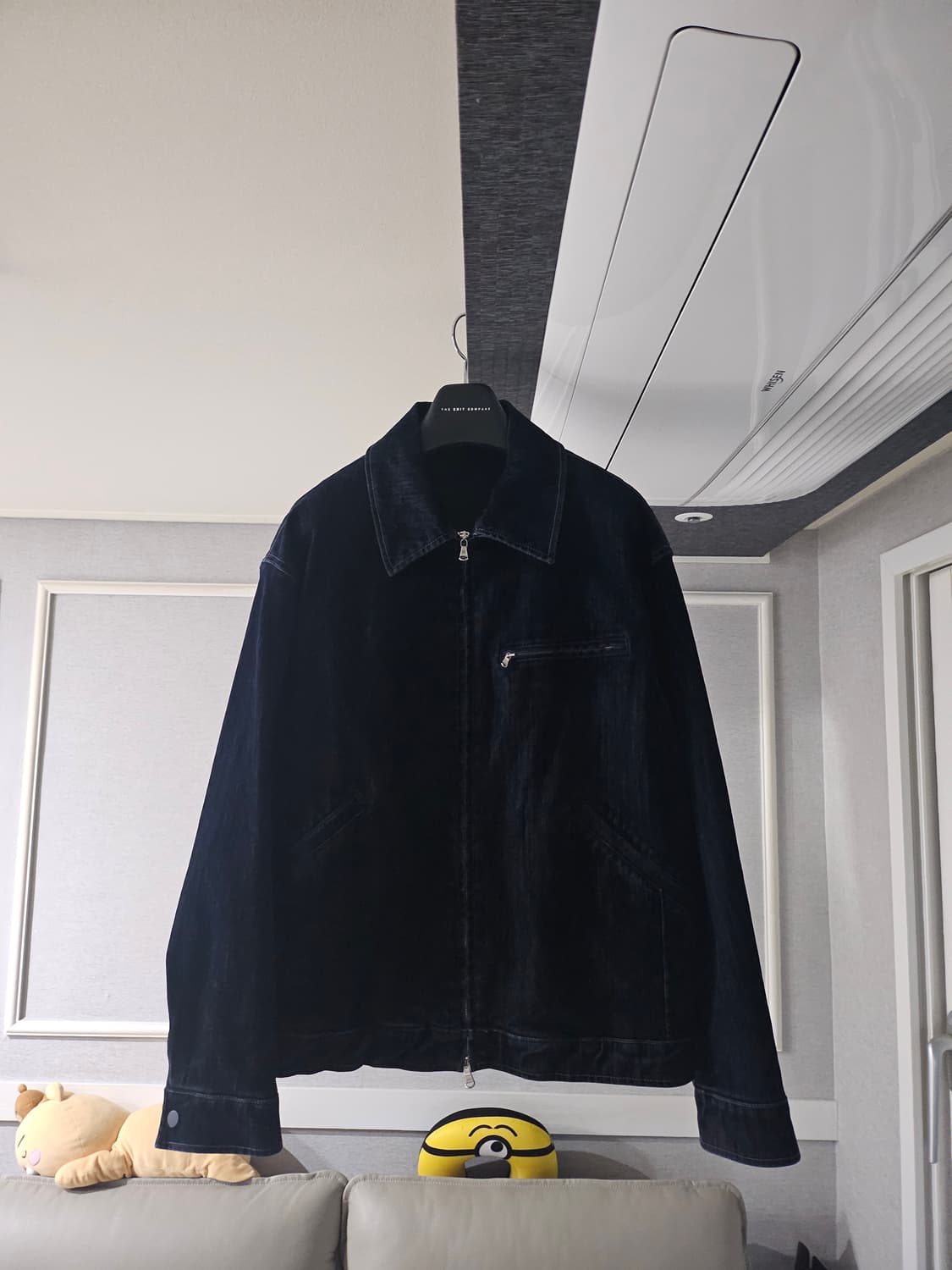 [거의 새것] 시스템옴므 벨벳 블로킹 데님 블루종 자켓 상품이미지2