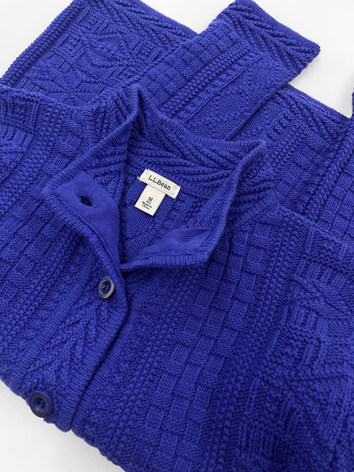 빈티지 엘엘빈 퍼플 블루 코튼 니트 가디건 상품이미지1