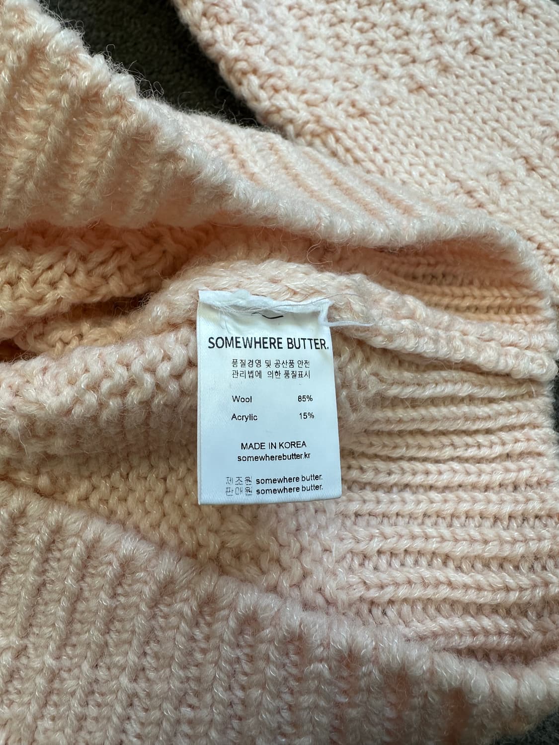썸웨어버터 핑크 브이넥 니트 free[실측확인] 상품이미지5