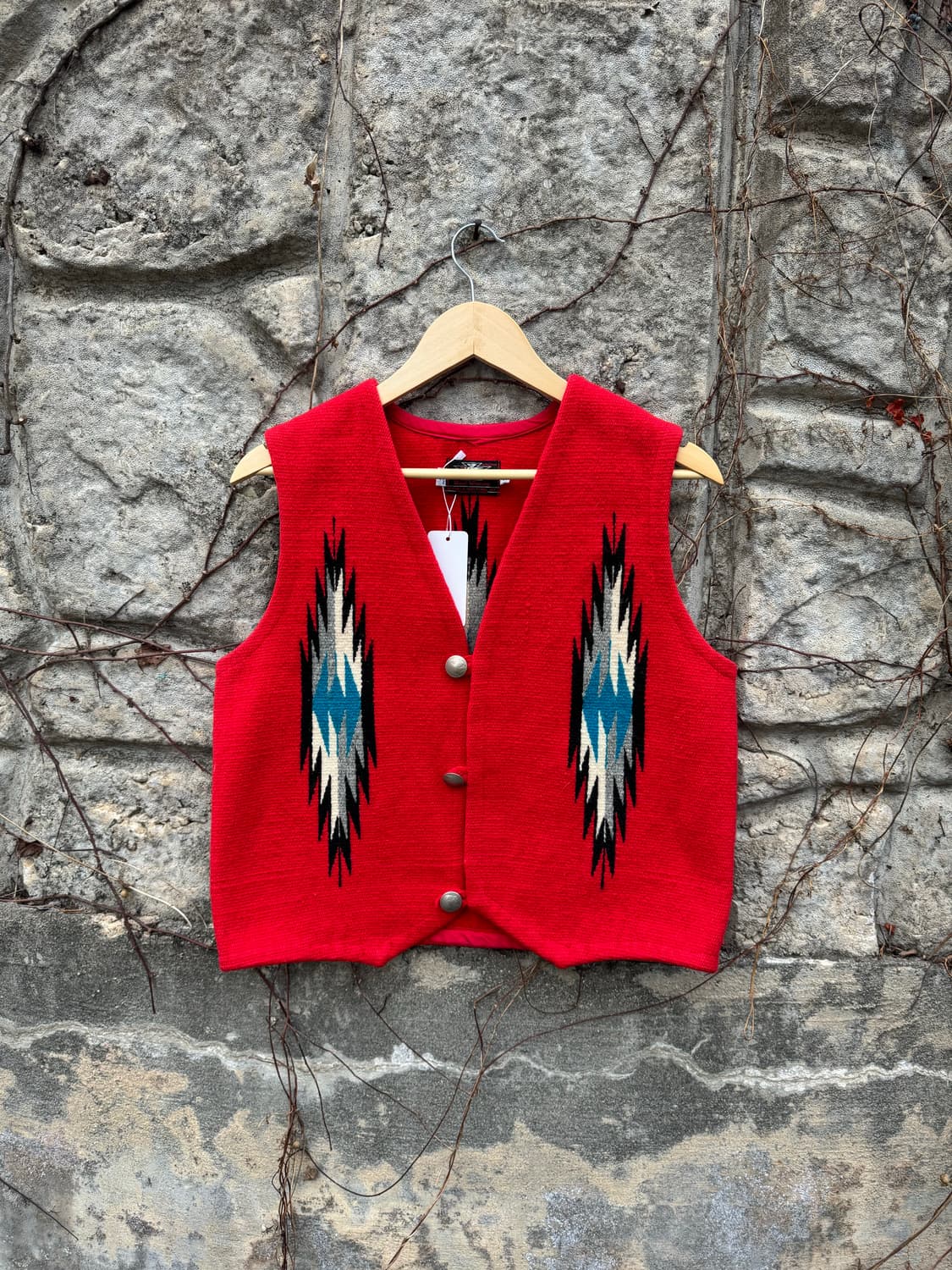 센티넬라 나바호 네이티브 무늬 구형라벨 오르테가 치마요 베스트 조끼 레드 상품이미지1