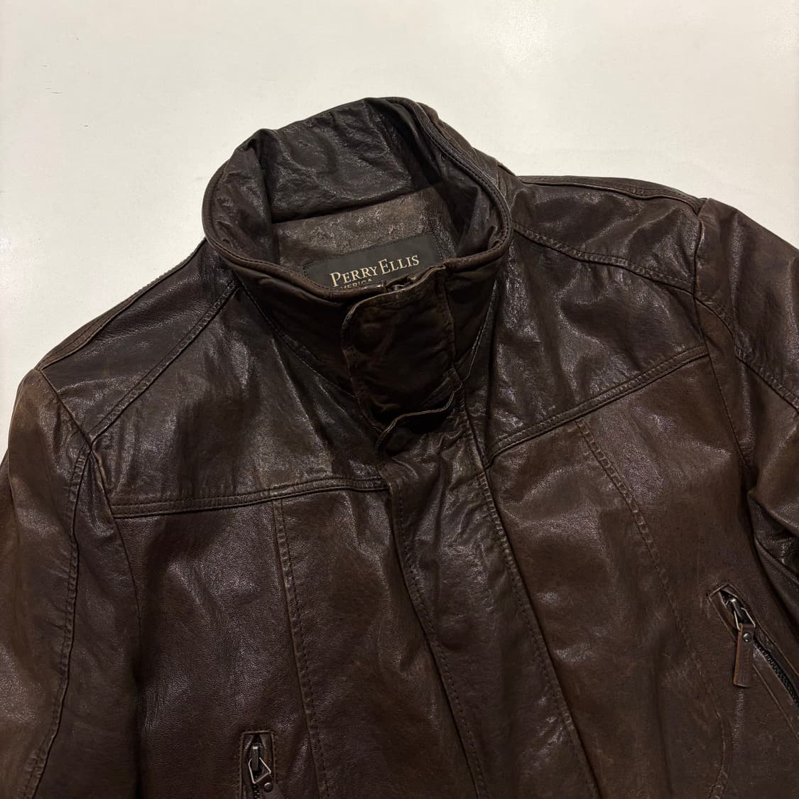 [95] 페리엘리스 양가죽 브라운 레더 자켓 D262 상품이미지3