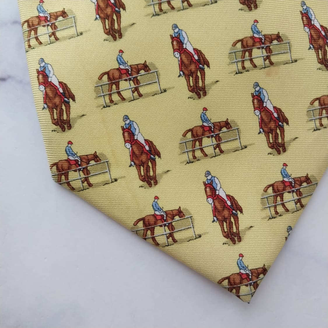 폴로 랄프로렌 옐로우 승마 패턴 넥타이 9.1cm A+~A등급 K2594 상품이미지8