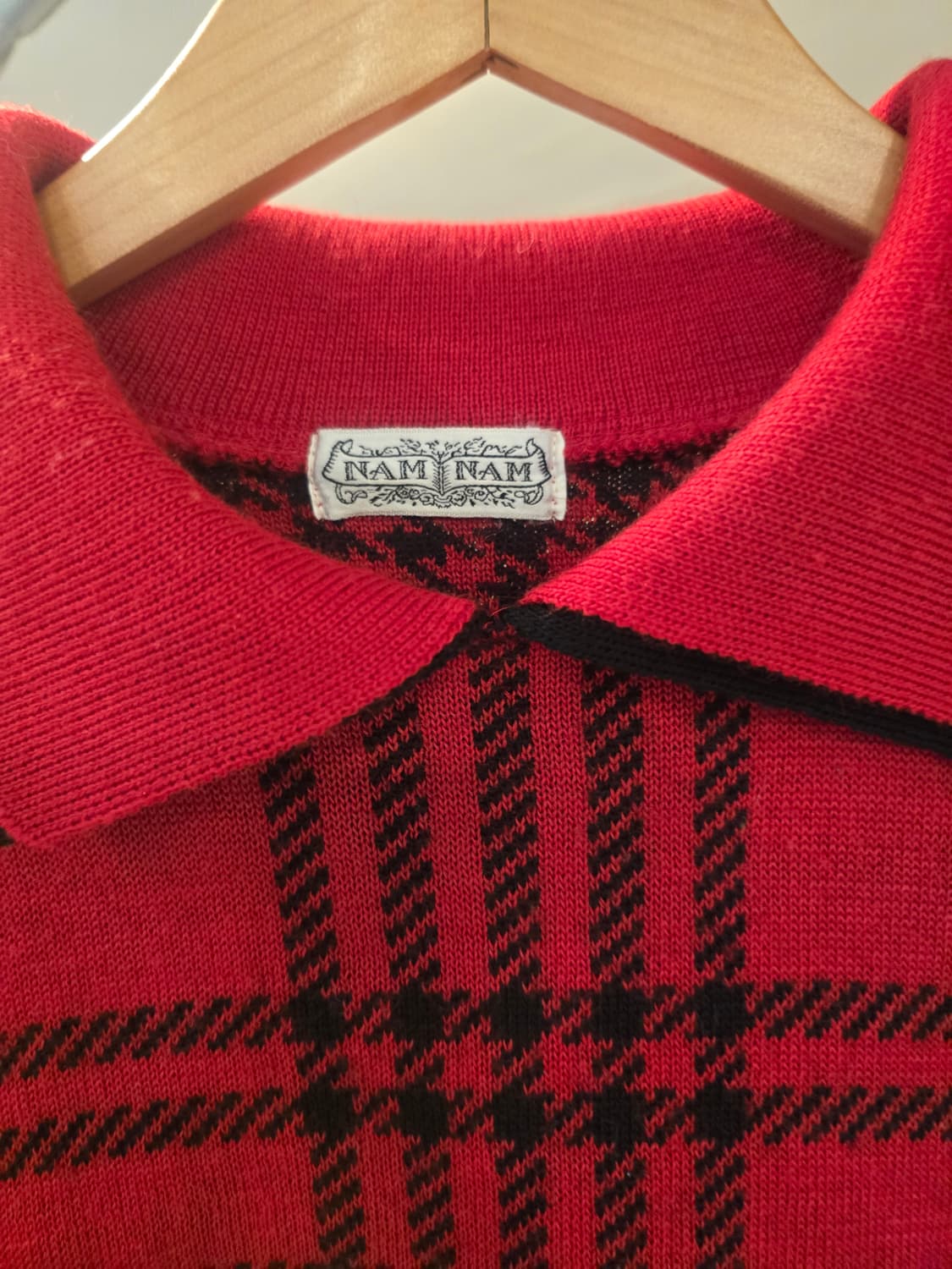 레드 체크 니트원피스 상품이미지2