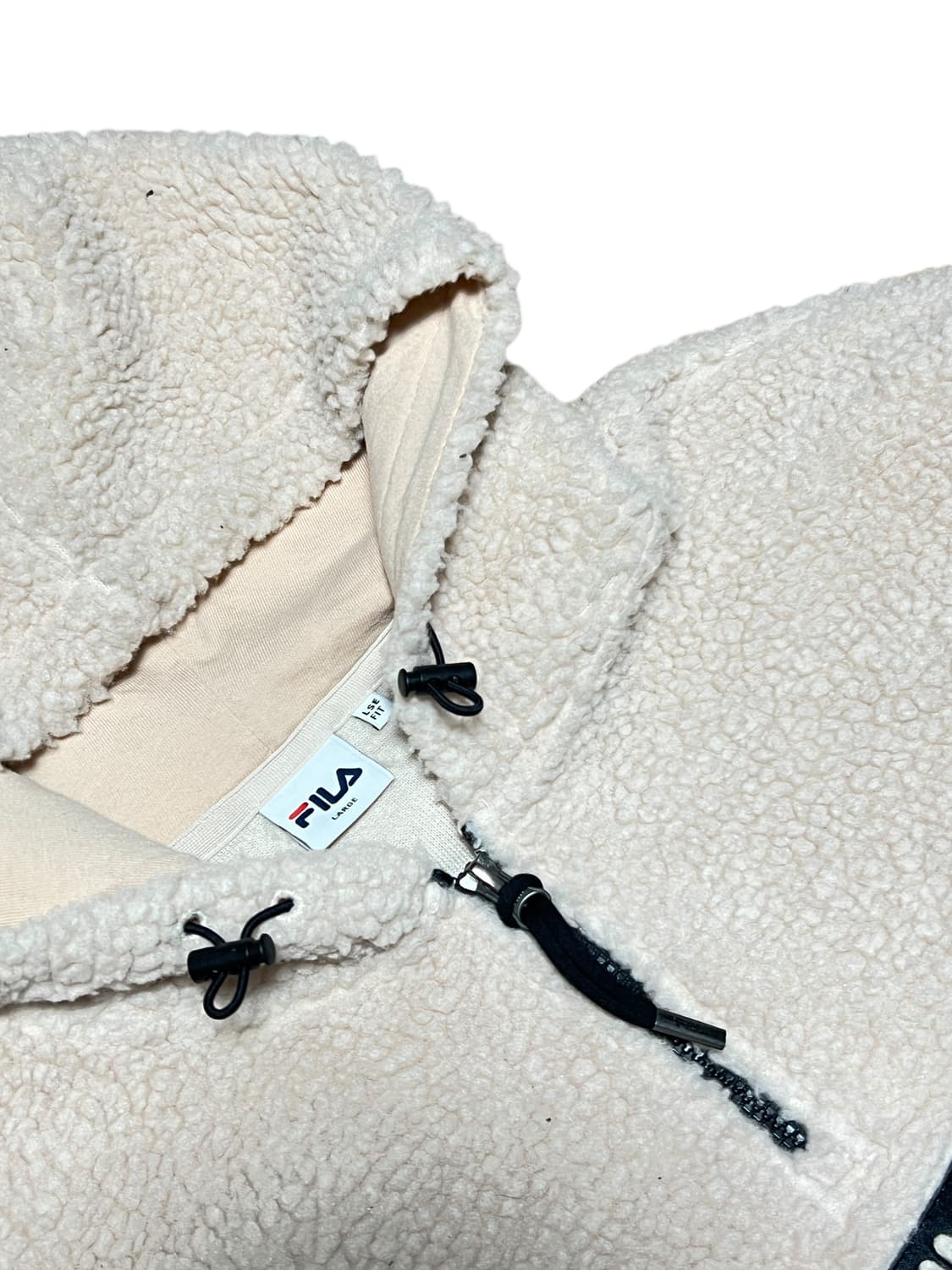 FILA 휠라 아이보리 뽀글이 반집업 후드티 L 상품이미지2