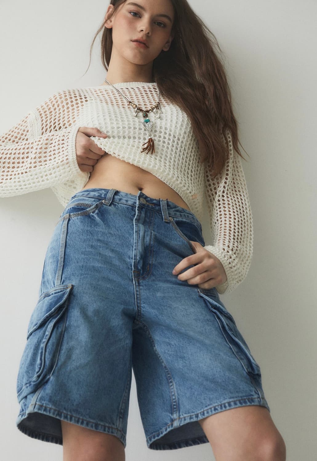 후아유 데님 카고 쇼츠 27 상품이미지4