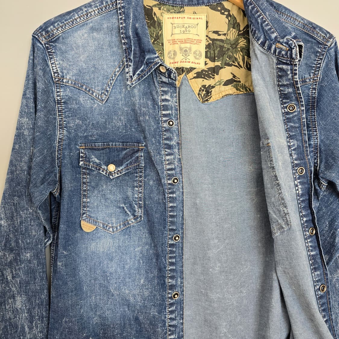 버커루 BUCKAROO 인디고 데님 웨스턴 셔츠 M 상품이미지5
