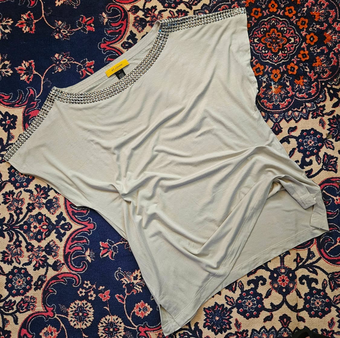 센존(ST.JOHN) 라운드 메탈링 레이온 블라우스 티셔츠 S size 상품이미지1