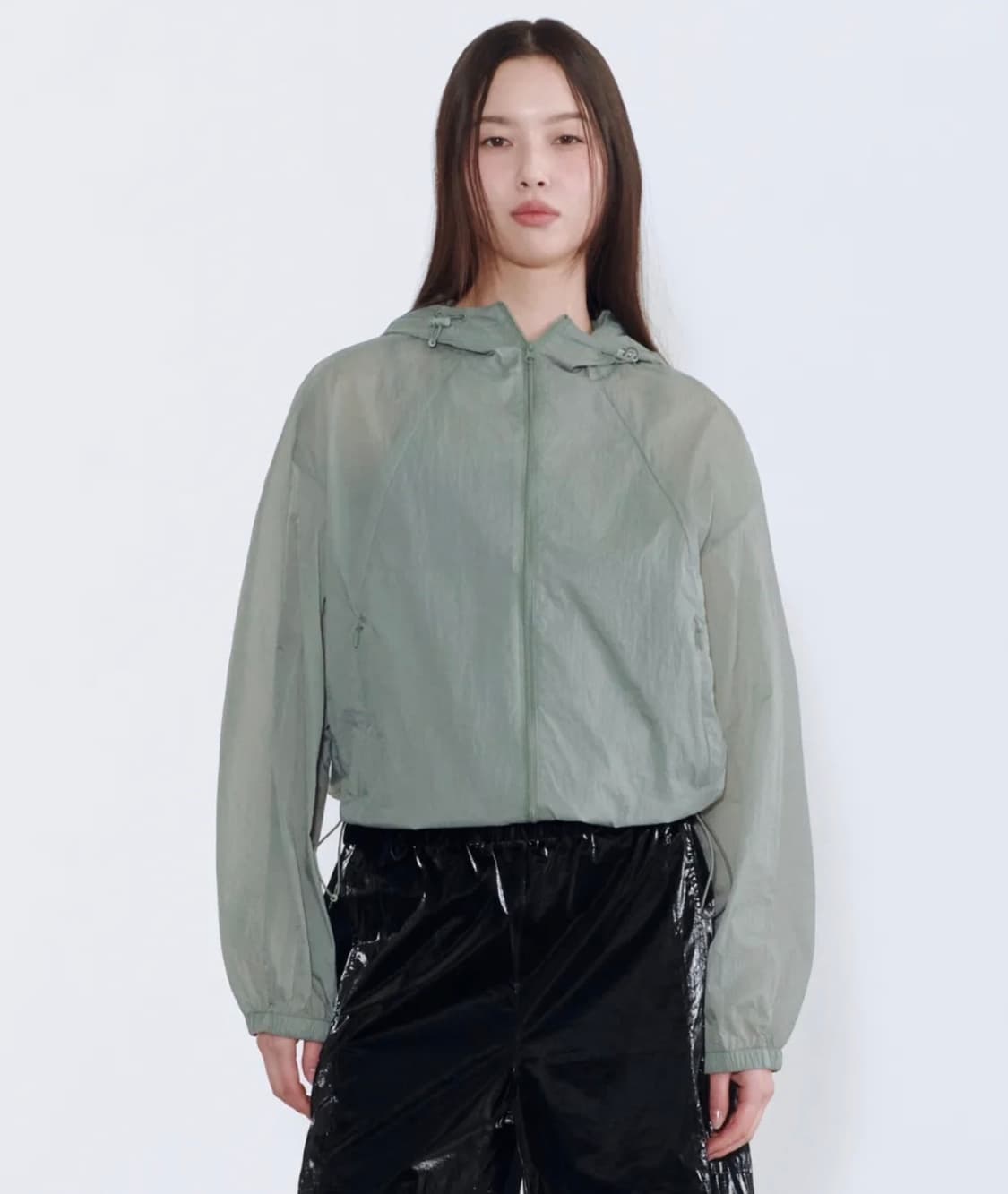무탠다드 시어 후디드 윈드브레이커 자켓 민트 그레이 상품이미지2