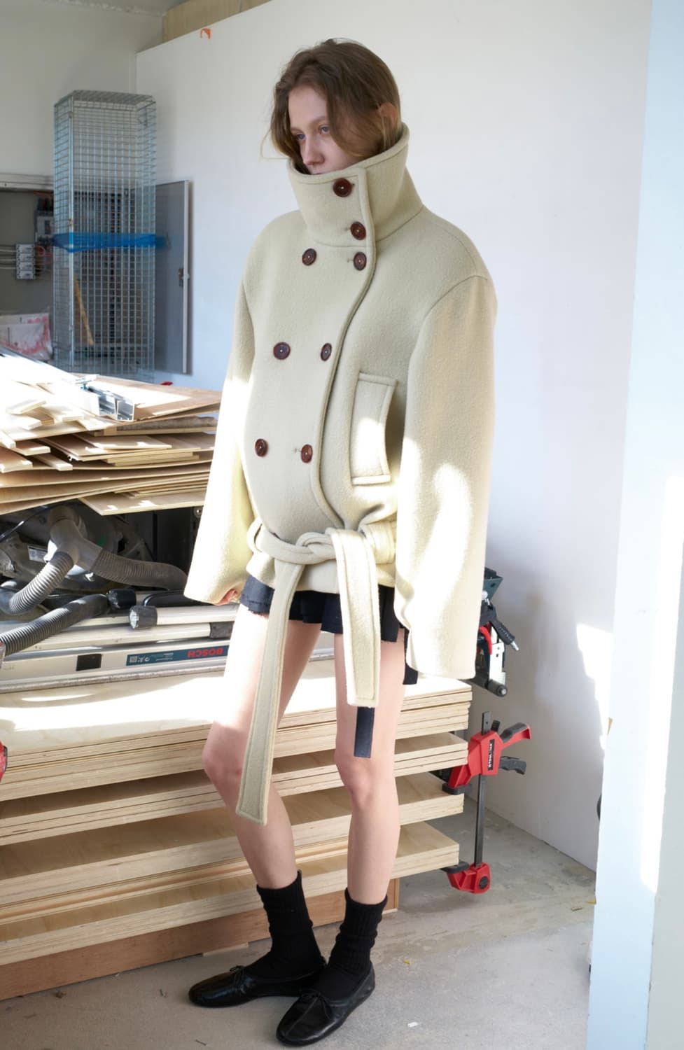 seo HIGH NECK DOUBLE BREASTED HALF COAT 상품이미지2