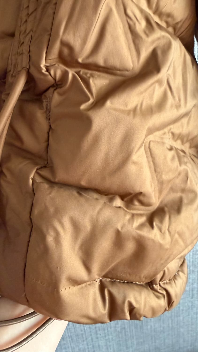 자바손 다운 경량 패딩 점퍼 카멜 브라운 후드 다운 자켓 L사이즈 여행 상품이미지5