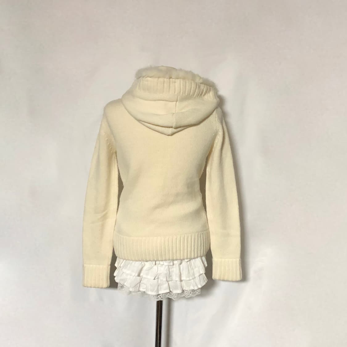 폼폼 후드 니트 가디건  아이보리 상품이미지7