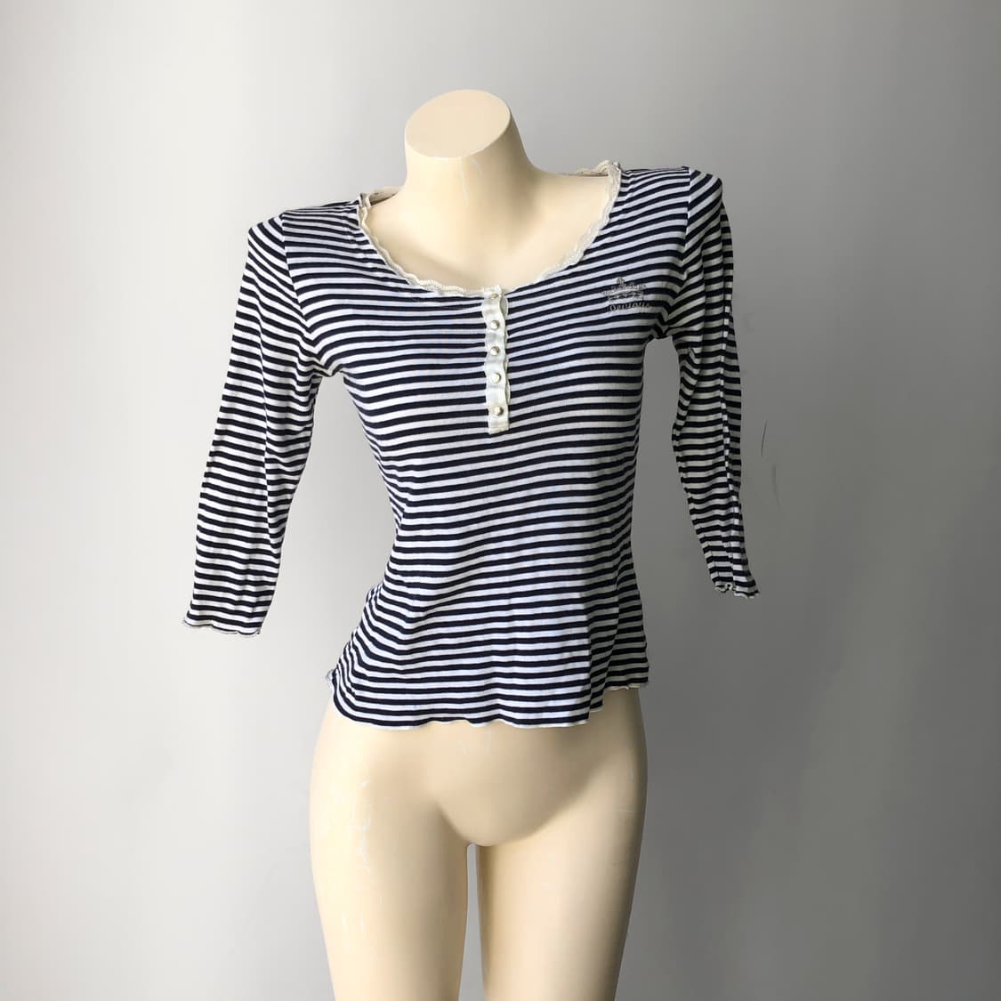 레이스 스트라이프 7부 티셔츠 상품이미지1