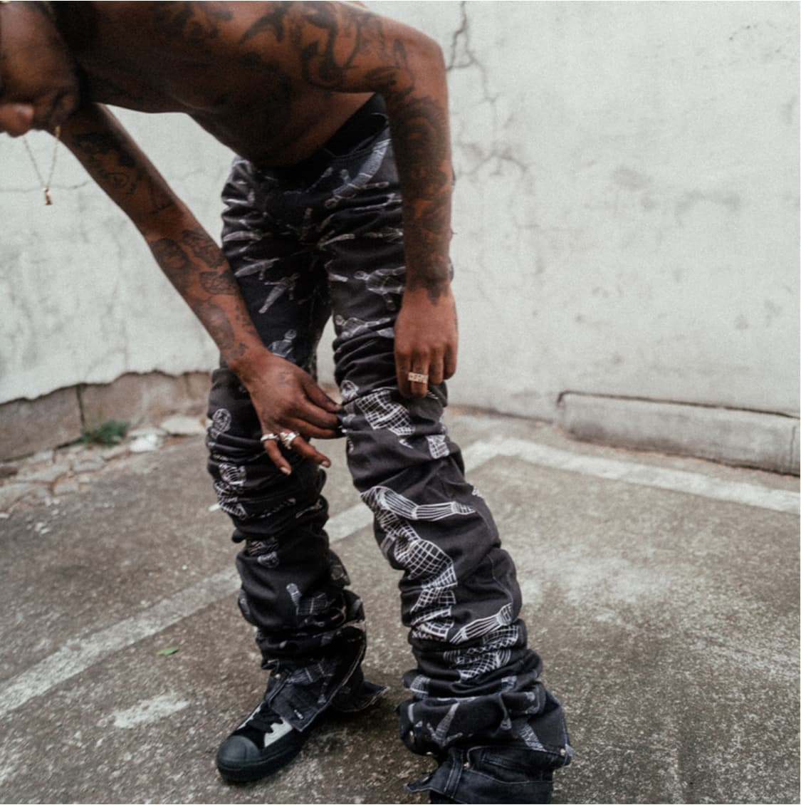 [급처] SURGERY x UNBORN SOCIETY 롱 더블 진 블랙 상품이미지4