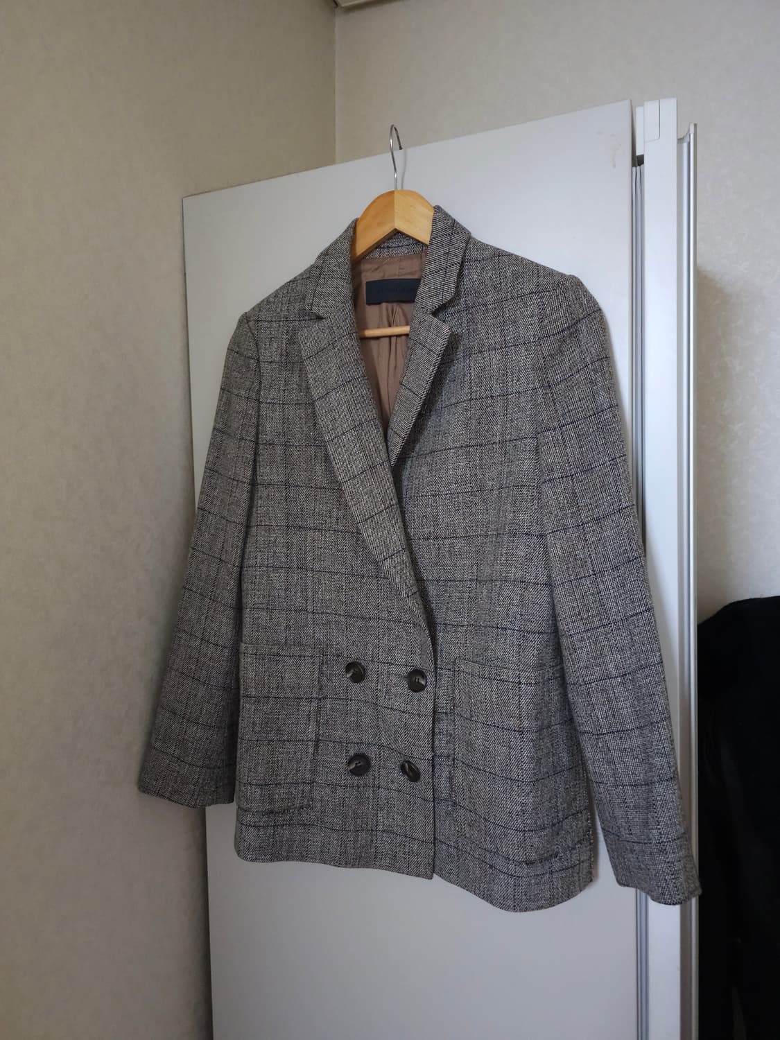 나무그림 체크 패턴 더블 브레스트 자켓 상품이미지1