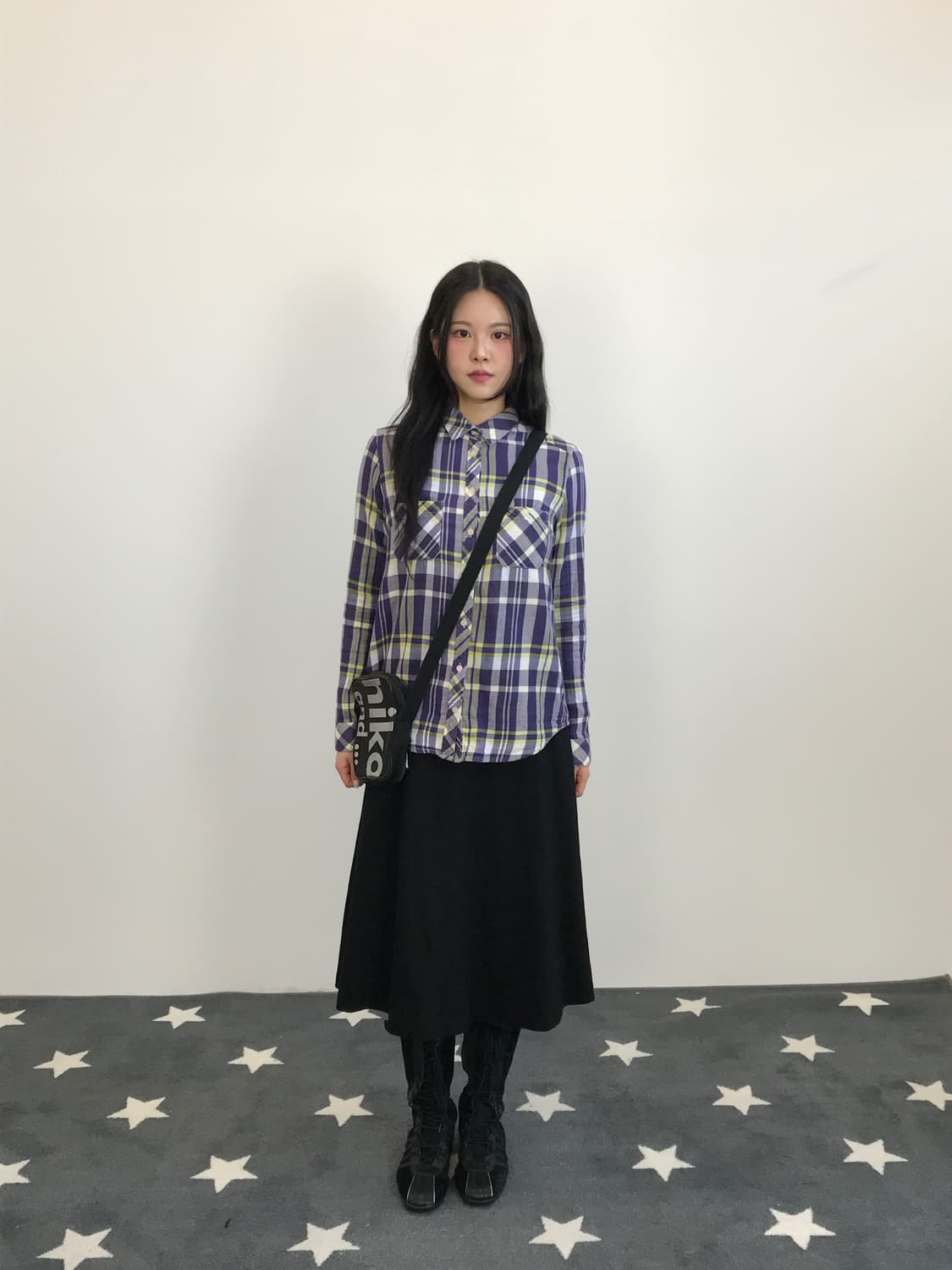  Moussy Purple Cotton Checked Shirts 상품이미지1