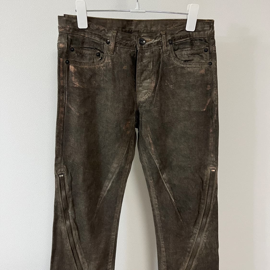 릭오웬스 09SS "STRUTTER" 왁스 코팅 바나나 컷 데님 팬츠 상품이미지3