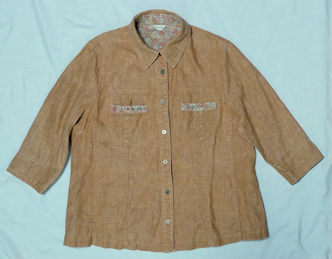 [M] 실크 앤 로드(SILK & ROAD) 린넨 플라워 배색 셔츠 자켓 상품이미지2