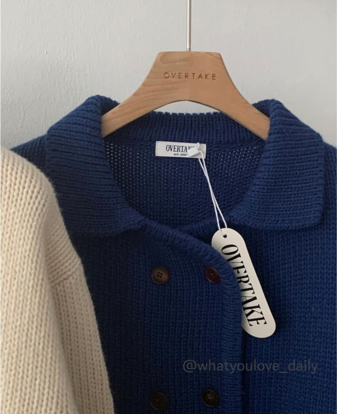 오버테이크 OVERTAKE 마크 더블 가디건 (블루) 상품이미지8
