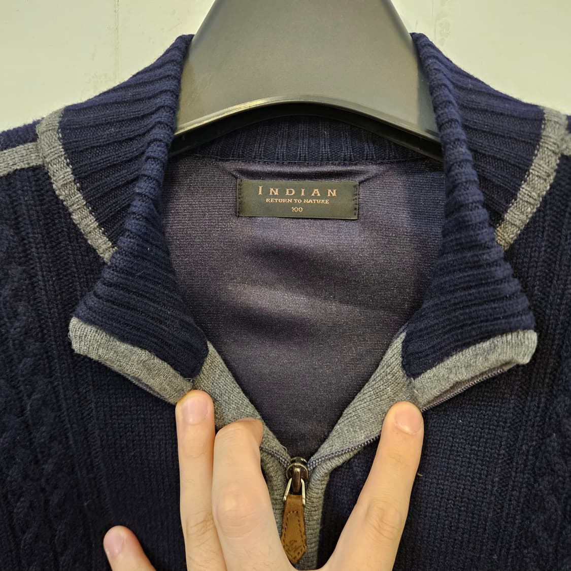 100(L)인디언 케이블 니트 집업 가디건 상품이미지4