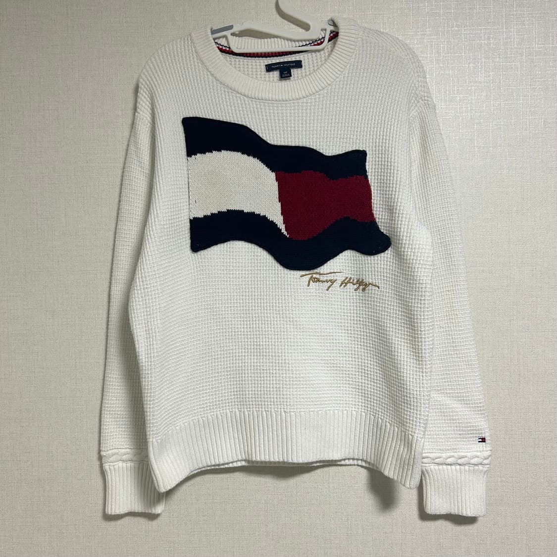 타미힐피거 빅로고 와플 플래그 니트 화이트 S  상품이미지3