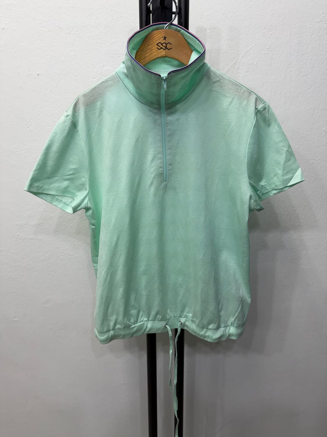 정품) 랑방 한섬 민트색 반집업 퍼프 기능성 반팔 40 상품이미지1