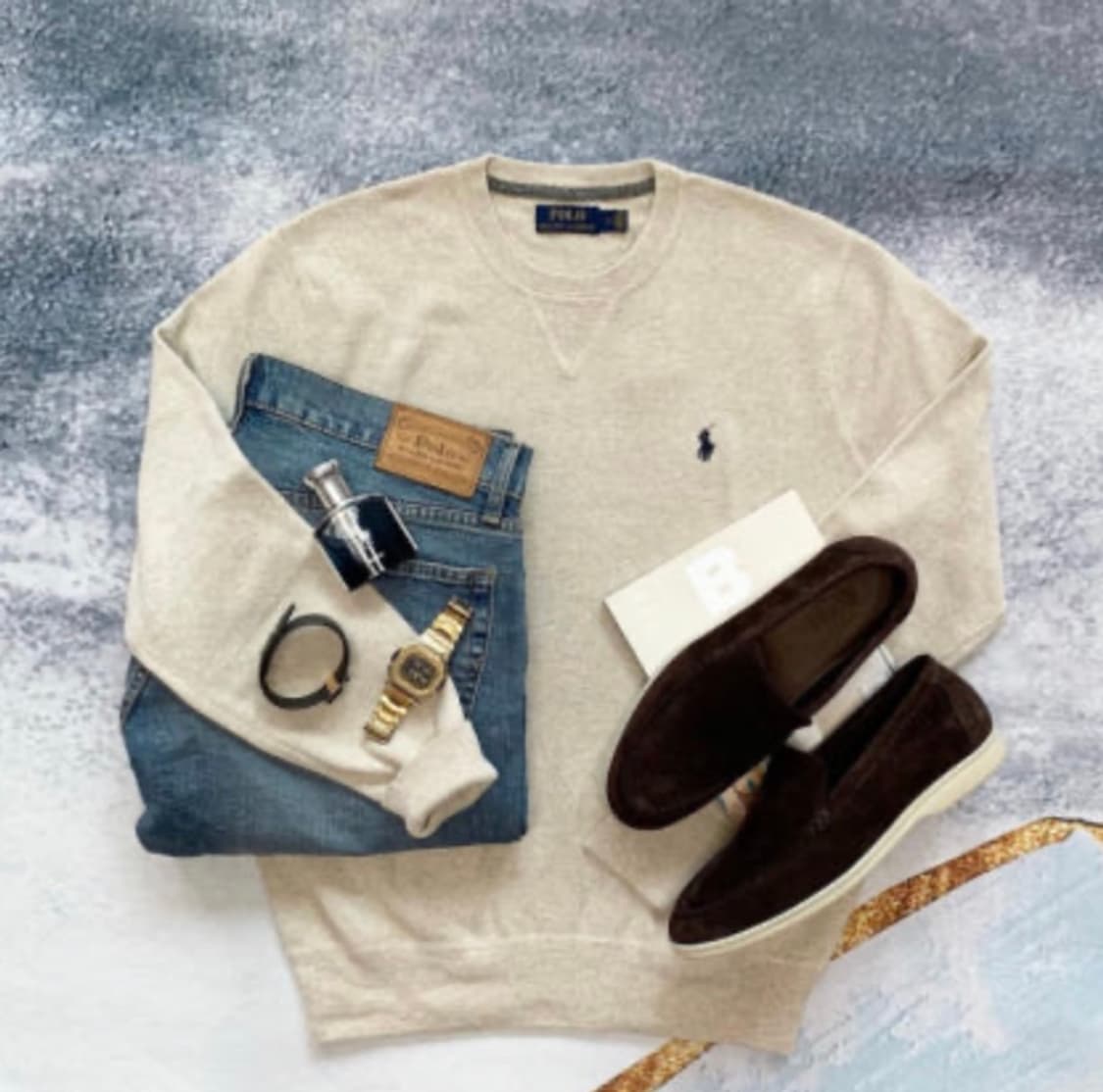 폴로 랄프로렌 베이지 맨투맨 M(콤드 코튼 니트 스웨터) 상품이미지7