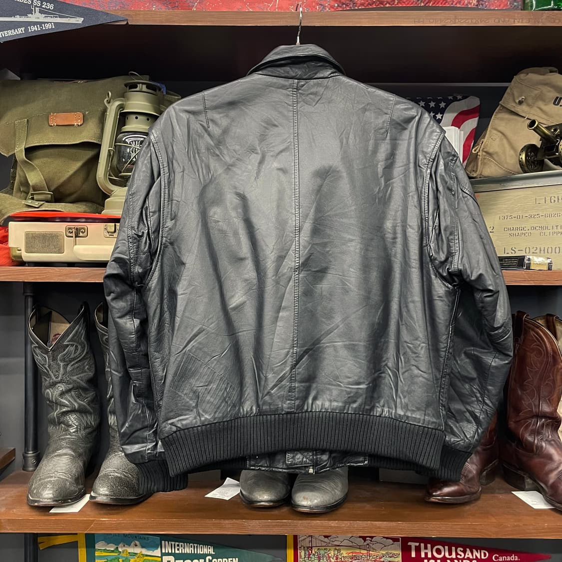 90s STEINER 서독 플라이트 밀리터리 폴리스 가드 가죽 자켓 상품이미지2